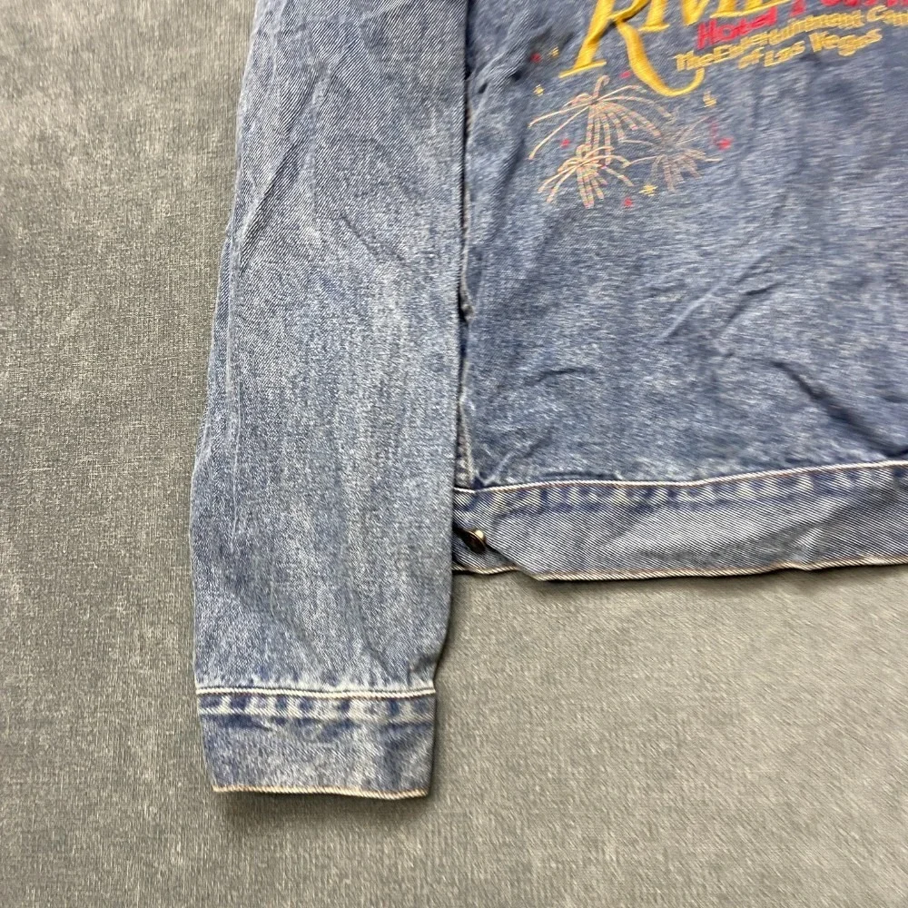 Vintage Circe Las Vegas Riviera Hotel & Casino Trucker Jacket Mens Medium Blue